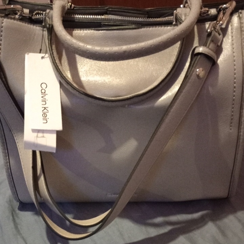 Calvin Klein Gray Satchel with Modern Design